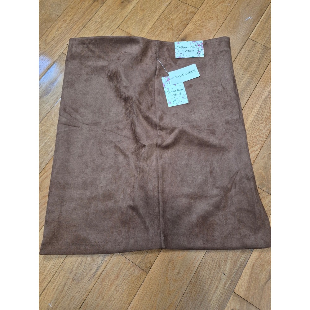 Jenna Rose Petites Brown Faux Suede Mini Skirt PXL NWT